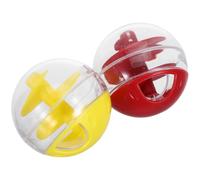 Toyvian 2pcs Interactive Cat Treat Dispenser Puzzle - Plastic Slow Feeder for Kittens - Red and Yellow Pet Snack Puzzle for Indoor Enrichment and Iq Training