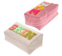 Toyvian 2pcs Large Capacity Pu Face Bag Cosmetic Makeup Bag Portable Easy to Access for Women Simple Delicate with Waterproof Storage