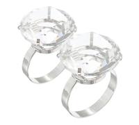 Toyvian 2pcs Large Rhinestone Diamond Ring Props for Engagement Party Wedding Decorations Bridal Jewelry Accessories