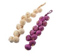 Toyvian 2Pcs Lifelike Fake Garlic Strings Hanging Pendants for Kitchen Home Restaurant Decor Emulated Garlic Garland for Farm Food Shop Decoration Realistic Vegetable Model
