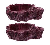 Toyvian 2pcs Lizard Bowl Gecko Dish Creative Design Safe to Use Resin Simulated Natural Stone Shape Feeding Build A Friendly and Healthy Living Environment