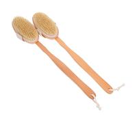 Toyvian 2pcs Long-handled Pet Bath Grooming Brush with Soft Bristles and Wood Handle, Soothing Massage and Easy to Store, for Dog and Horse Bathing