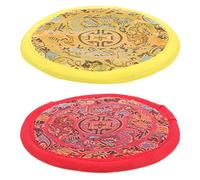 Toyvian 2pcs Meditation Accessories Singing Bowl Mat Buddha Sound Bowl Cushion portable Nepalese handmade cloth pad Vajra bell pad 10cm yellow red