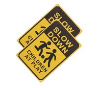Toyvian 2pcs Metal at Play Safety Signs Slow Down Warning for Streets Lawns Neighborhoods Outdoor Traffic Education