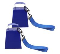 Toyvian 2pcs Metal Cow Bells with Handle and Wrist Strap, Loud and Sound Noise Makers for Football Games and Outdoor Parties, Reliable Hand Percussion Bells in Blue