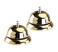 Toyvian 2pcs Metal Desk Service Call Bell Golden Hand Pressing