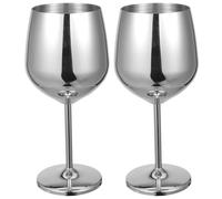 Toyvian 2pcs Metal Wine Glasses: Stainless Steel Wine Goblet 18oz/500ml Golden Finish for Parties Poolside Picnics Bar Wedding Banquet - Dinner Drinkware