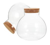 Toyvian 2Pcs Microlandscape Glass Jar Sealed Terrarium Glass Bottle for DIY Use and Home Creative Spherical with Cork Lid Multiple Uses without Burrs Elegant Modern Terrarium Bottle Large