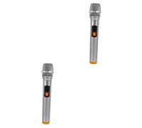 Toyvian 2pcs Microphone Prop Simulation Toy Microphone for Role Play Stage Performance and Cosplay Lightweight Fake for Boys and Girls Parties and Interviews Bright Base