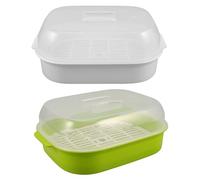 Toyvian 2pcs Microwave Steamer for Vegetables and Dumplings Large Capacity Food-grade Containers with Clear Lids and Handles Freezer Safe Meal Prep Steamer Basket for Healthy Cooking and