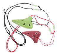 Toyvian 2pcs Mini Ceramic Ocarina 6-hole Wind Instrument for Kids and Beginners Easy to Carry Lightweight Creative Musical Toy