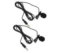 Toyvian 2pcs Mini Lavalier Microphone for Laptop Smartphone and Computer Collar Clip Mic Noise Reduction 4-Pole Plug Hand Free Black Designed for Interviews Conferences and Live Streaming