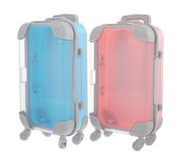 Toyvian 2Pcs Mini Makeup Suitcase False Eyelash Storage Box Trolley Style Lash Containers Portable Eyelash Holder Organizer Travel Cosmetic Carrying Case for Women