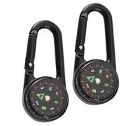 Toyvian 2Pcs Mini Outdoor Compass with Carabiner Clip Portable Double Sided Survival Navigation Tool for Hiking Camping Travel Accurate and Stable Adventure Accessory