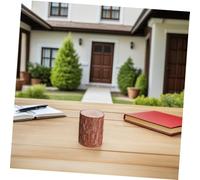 Toyvian 2pcs Mini Scene Stump Wood Model Rustic Tree Stump Decoration for Indoor Garden Home DIY Craft Display Height Natural Wood Texture