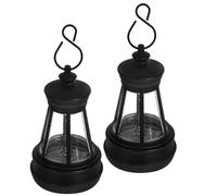 Toyvian 2pcs Mini Solar Lantern Lights with Battery Box, Resin Small Hanging Pet Lanterns 4.8x8.5cm, Outdoor Garden Decorative Solar Replacement Lights for Yard Patio