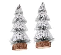 Toyvian 2Pcs Miniature Christmas Trees with Snow Pine Tabletop Decor for Holiday Parties Lightweight Artificial Xmas Trees for Home Bar Restaurant Festival Adornment