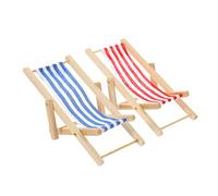 Toyvian 2Pcs Miniature Dollhouse Folding Beach Chair Realistic Doll Furniture Ornament for Educational Play Stimulate Imagination and Hands Skills for Mini Craft Collectors Random Color