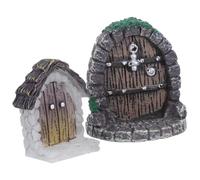 Toyvian 2pcs Miniature Fairy Garden Door Resin Ornament Thickened Base