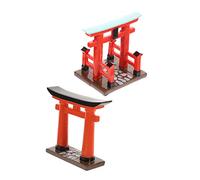 Toyvian 2Pcs Miniature Japanese Gate Decor Realistic House Accessories for DIY Landscape Vivid Detail Miniature Props for Dollhouses and Mini Gardens Durable Mini Gate Models
