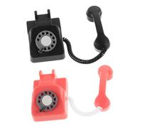 Toyvian 2Pcs Miniature Retro Rotary Dial Telephone Model for Dollhouse Photography Prop Vintage Tiny Phone in for Microscale Scene Decoration and Collectors Gift