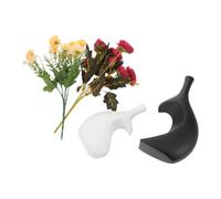 Toyvian 2pcs Modern Ceramic Heart Vase Black and White Neutral Flower Arranging Vases for Dried Flowers Compact Nordic Style for Bookshelf Desk and Table Centerpieces