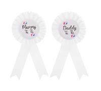 Toyvian 2pcs Mom Lapel Pin and Daddy Badge Comfortable Shower Rosette Button Pins for Gender Reveal Party Celebration Versatile Parents Accessory for Themed Shower Decorations