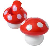 Toyvian 2pcs Multi-function Mushroom Desktop Trash Bin with Sealed Lid, Sturdy Abs Material Mini Office and Bedroom Waste Basket for Indoor Use