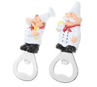 Toyvian 2pcs Multifunctional Resin Bottle Openers with Cartoon Chef Design, Magnetic Fridge Magnets, Easy to Attach, Classic Retro Style for Home Use and Club