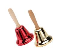 Toyvian 2pcs Multipurpose Call Bell Hotel Reception Area Kitchen Bar Desk Bell Wooden Handle