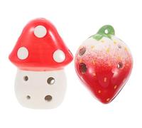 Toyvian 2pcs Mushroom Strawberry Ceramic Ocarina Beginner Instrument for Boys and Girls Develops Musical Skills Creativity Portable Toy for Parties Schools and Travel