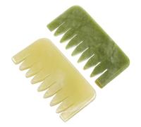 Toyvian 2Pcs Natural Jade Hair Combs for Scalp Massage and Acupoint Relaxation Smooth Texture Skin-friendly Gua Sha Scraping Tools for Head Blood Flow and Hair Care