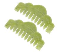 Toyvian 2pcs Natural Jade Hair Massage Combs Lightweight Scalp Massager Tools Smooth Teeth Protect Hair from Tangling Portable Head Care for Stress Relief and Blood Flow Improvement