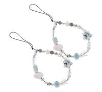 Toyvian 2pcs Navy Blue Star-shaped Cell Phone Lanyard with Adjustable Plastic Beaded Chain, Anti-theft Feature Prevents Accidental Drops, Wide Compatibility for Handbags and Bags, Cute
