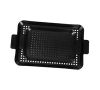 Toyvian 2pcs Nonstick Stainless Steel Grilling Tray with Holes Scratch Resistant Enamel Coated BBQ Grill Pans for Vegetables Fish Meat Outdoor Barbecue Cooking Easy Clean Rectangle