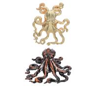 Toyvian 2pcs Octopus Cabinet Handles in Zinc Alloy for Coastal Decor | Polished Red Bronze and Gold Finish, Wear Resistant Accent, for Cabinet Doors and Beach House Interiors