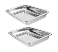 Toyvian 2Pcs Open Stainless Steel Cat Litter Box Small Material Durable Practical Design for Kittens Easy to Clean for Home Office Pet Shops