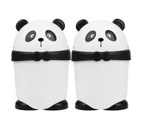 Toyvian 2pcs Panda Trash Can with Lid, Mini Desktop Sturdy Pp Plastic Garbage Bin with Cartoon Design, Suitable for Table Top and Bedside Table in Bedroom Or Office