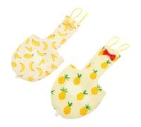 Toyvian 2pcs Parakeet Diaper and Parrot Flight Suit Set with Bowtie, Washable Reusable Bird Nappies for Budgies Cockatiels Pigeons, Size L, Banana and Pineapple Pattern, Random Color