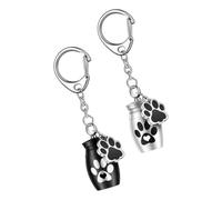 Toyvian 2pcs Pet Ashes Urn Keychain Set, Metal Memorial Keepsake Container for Dog Hair Teeth Ash, Silver and Black Cremation Pendant Ornament for Pet Memorial