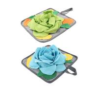 Toyvian 2Pcs Pet Bunny Foraging Mats Green Blue Slow Feeding Mat Comforting for Rabbits to Anxiety Encourage Natural Foraging Behavior