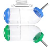 Toyvian 2pcs Pet Drinking Tool Bite-resistant Environmentally Friendly Plastic Stainless Steel Water Feeder for Rabbit Gerbil Pet Supply Random Color