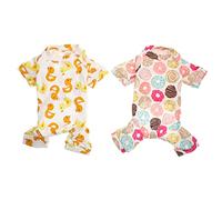 Toyvian 2Pcs Pet Pajamas for Dogs and Cats Cozy Cotton Clothing for Winter and Fall Adorable Design for Indoor Use for Breeds Like and Schnauzer