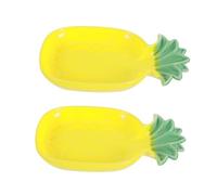 Toyvian 2Pcs Pineapple Shaped Ceramic Feeding Bowls for Pets Stable Easy to Dishes for Hamsters Rabbits Hedgehogs Adorable Decor for
