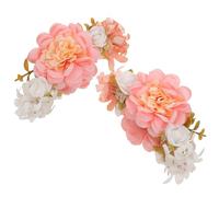 Toyvian 2Pcs Pink Floral Hair Claw Clips Fabric Flower Hair Barrettes for Bridesmaids and Bride Wedding Accessories for Beach Parties and Holiday Styling