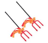 Toyvian 2pcs Plastic Devil Trident Lightweight Halloween Prop for Adults and Pitch Fork Cosplay Accessory for Party and Costume Performances