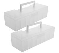 Toyvian 2pcs Plastic Seed Storage Boxes with Divided Compartments and Handle, Space Efficient Garden Seed Packet Organizer for Desktop and Garden Sheds