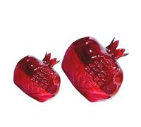 Toyvian 2Pcs Pomegranate Shaped Glass Vases Set, Red Large and Small Bud Flower Vases for Living Room and Dining Table Decoration, Nordic Style Novelty Floral Centrepiece