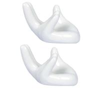 Toyvian 2pcs Porcelain Ceramic Hand Stand for Ocarina Elegant Tea Filter Holder Chic Office Desk Decor for Music and Collectors Tea Pet Buddha Palm
