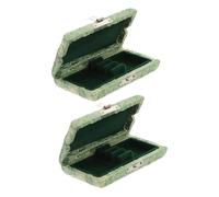Toyvian 2pcs Portable Oboe Reed Case with Clasp Closure, Solid Wood and Silk Covering, Stylish Green Decorative Box Reducing Reed Wear and Tear, for Travel and Musical Instrument Storage